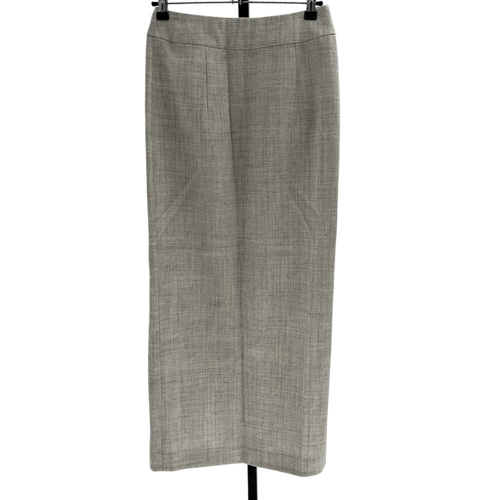 Rohe Tailored Stone Melange Overlap Midi Skirt Size 36 / US 4 - Picture 3 of 4